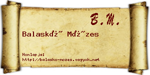 Balaskó Mózes névjegykártya